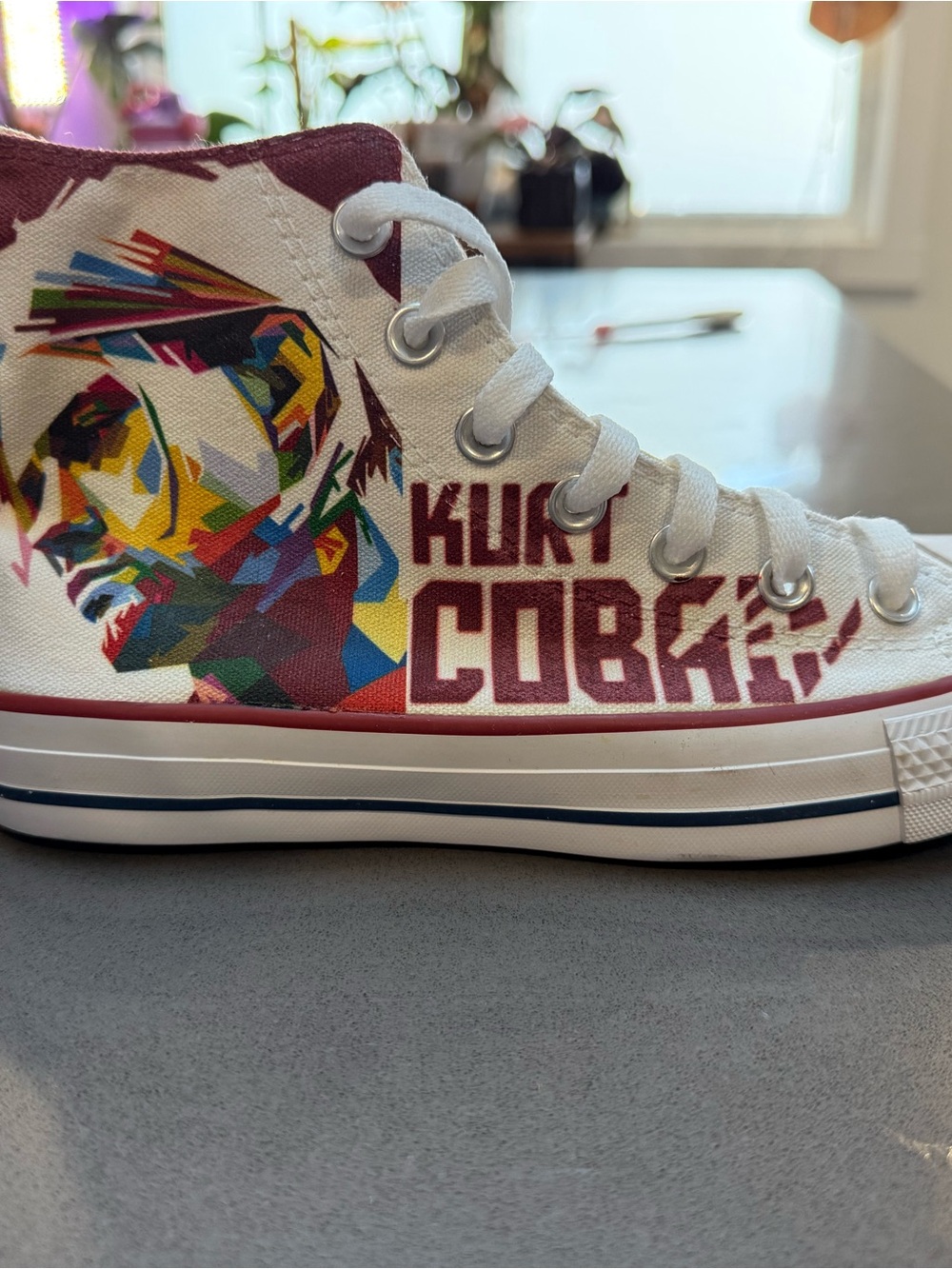 Converse Kurt Cobain White High-Top Graphic Canvas Sneaker with Multicolor Art